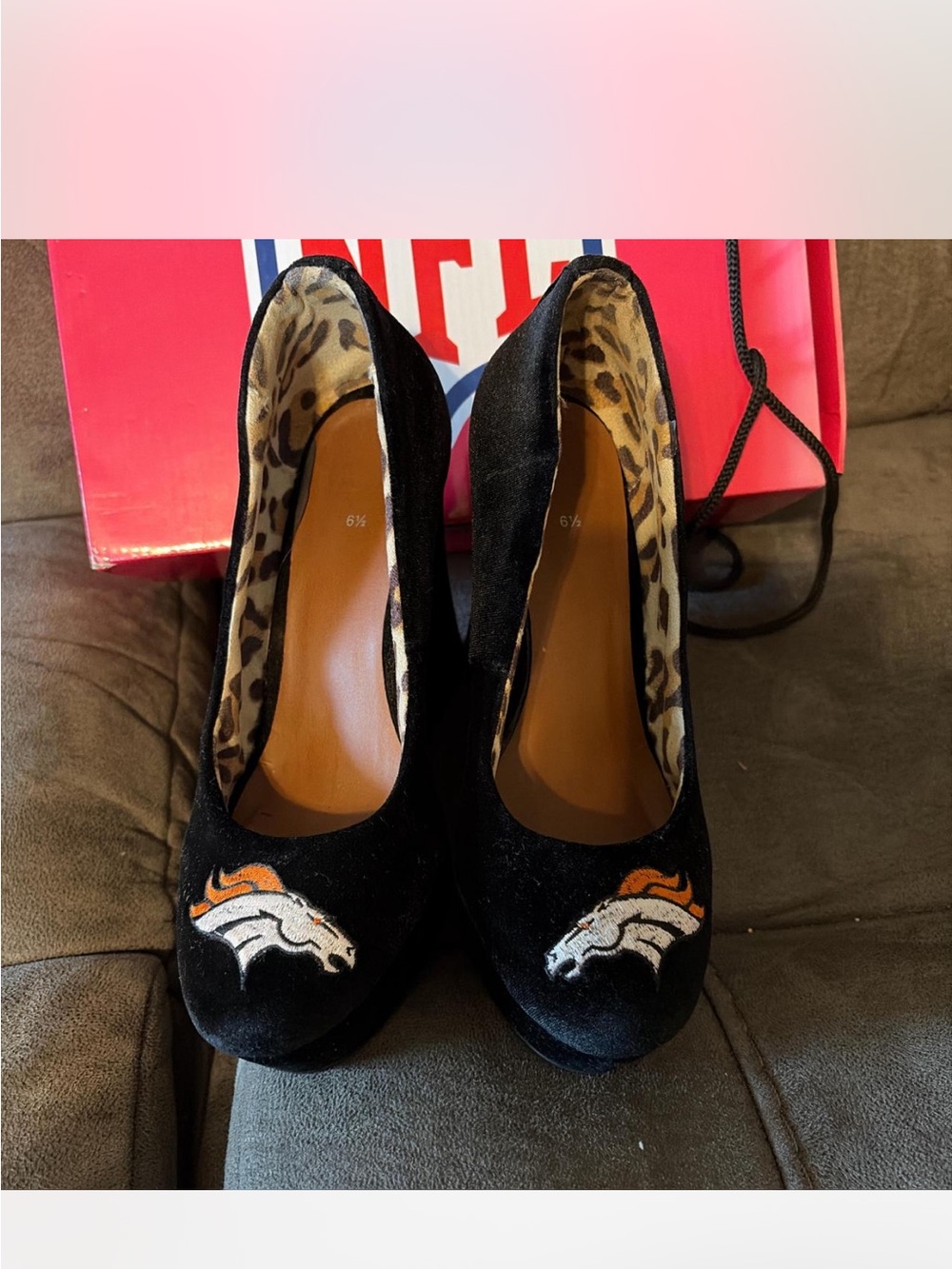 Black Women's Heels with Denver Broncos Logo